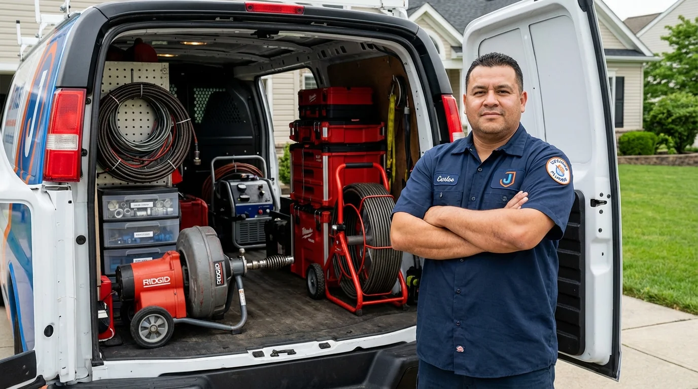 Professional drain cleaning equipment and Johns Plumbing LLC plumber in North Royalton