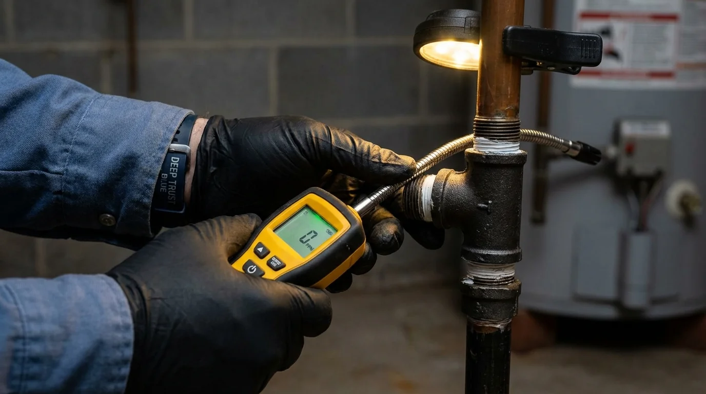 Gas leak detection with electronic sniffer by Johns Plumbing LLC in North Royalton